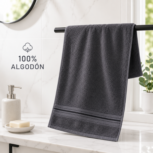 Toallas de algodón grafito en pack de 4, de 130 g, ideales para spa y hotel, de la marca Enigma Store.