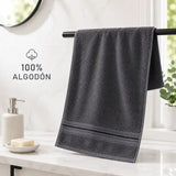 Toallas de algodón grafito en pack de 4, de 130 g, ideales para spa y hotel, de la marca Enigma Store.