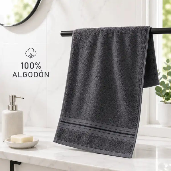 Toallas de algodón grafito en pack de 4, de 130 g, ideales para spa y hotel, de la marca Enigma Store.