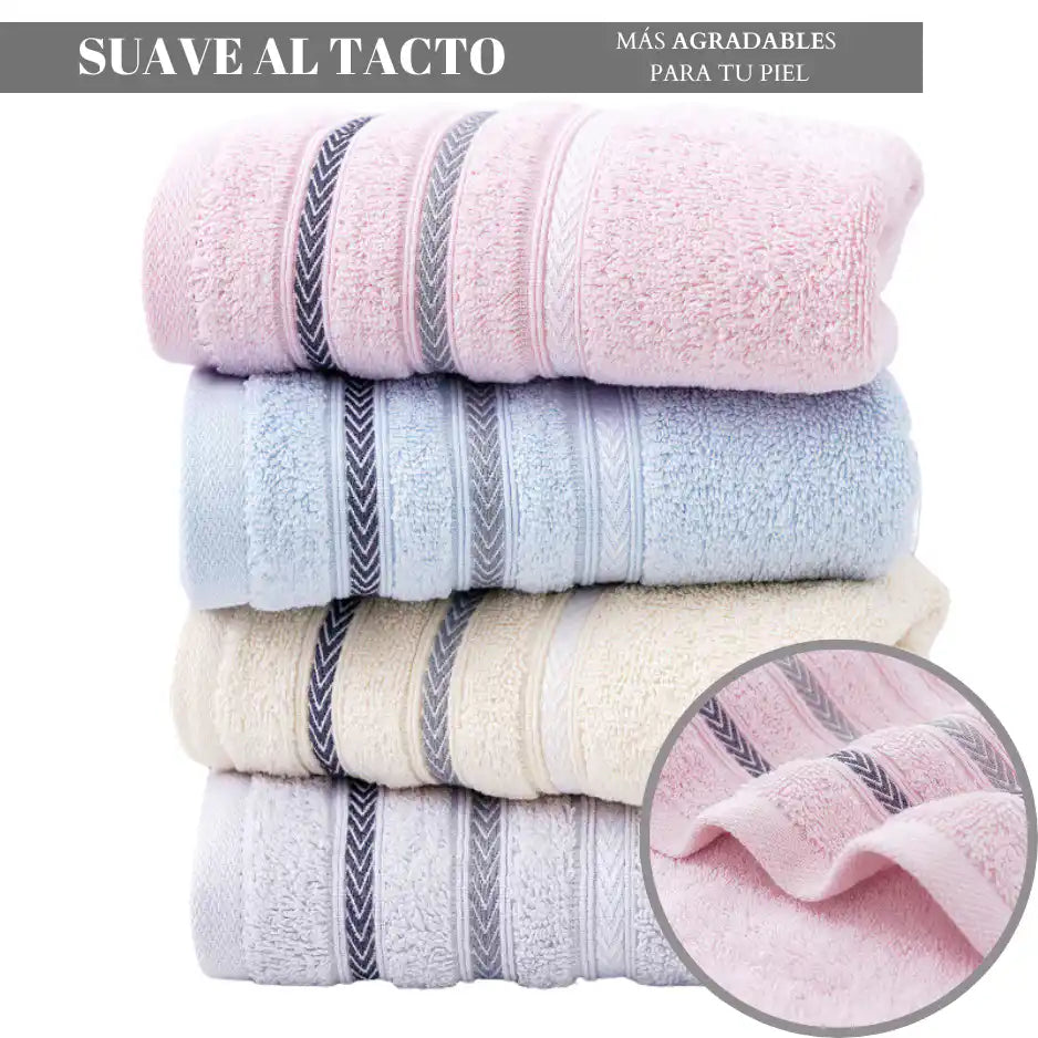 Seis toallas de manos de algodón para cocina y baño, en diferentes colores, con textura suave y absorbente.