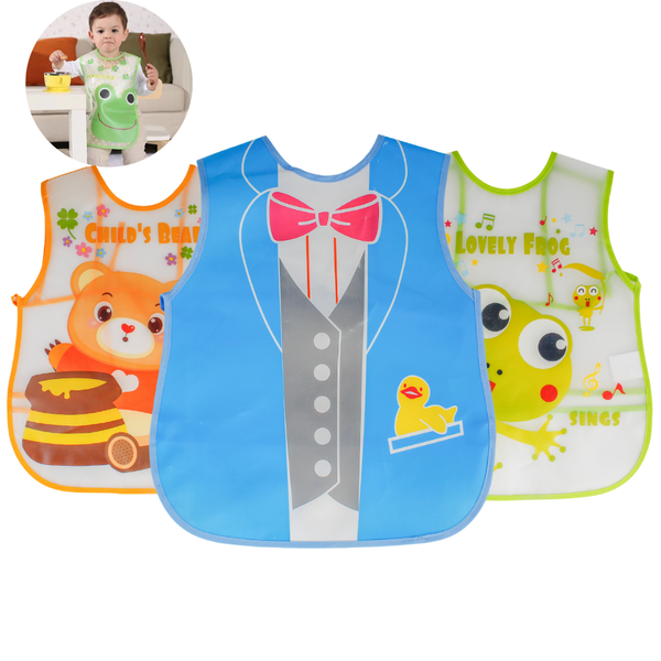Pack 3 Baberos Sin Manga Impermeable Bolsillo Niña Niño Bebe