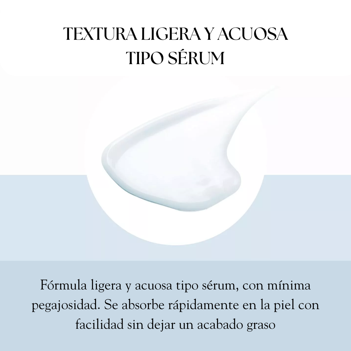 Suero solar hidratante SKIN1004 Hyalu-Cica Water-Fit Sun Serum 50ml, envase con textura ligera y protección solar.