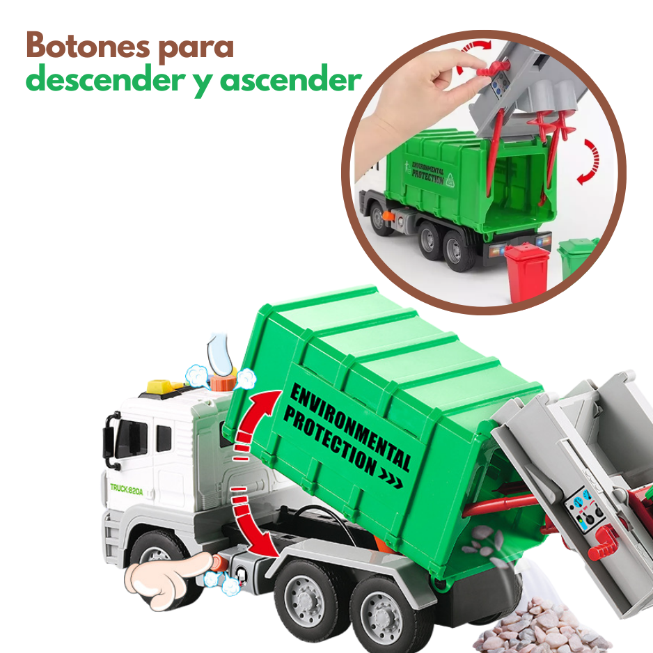 Camion De Basura Recolector Desecho Con Luz Y Sonido