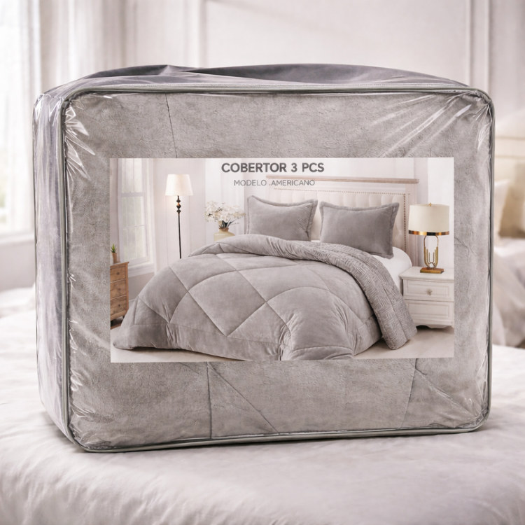 Cobertor gris con fundas premium de Enigma Store, textura suave y diseño elegante para mayor comodidad en el hogar.