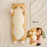 Cojín almohada peluche de gato largo y suave de 70 cm, con textura mullida y detalles de felpa, ideal para decorar y abrazar.