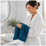 Toallas azul profundo de algodón Enigma Store, pack de 4 toallas suaves y absorbentes de 130 gr para spa y hotel.