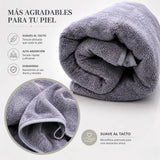 Juego de 2 toallas de baño grandes de microfibra gris, toallón 90x180 cm, enigma store, suaves y absorbentes.
