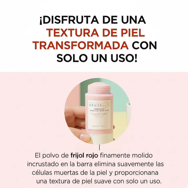Mascarilla en barra SKIN1004 Poremizing Quick Clay Stick para limpieza facial y control de poros, presentación de 27g