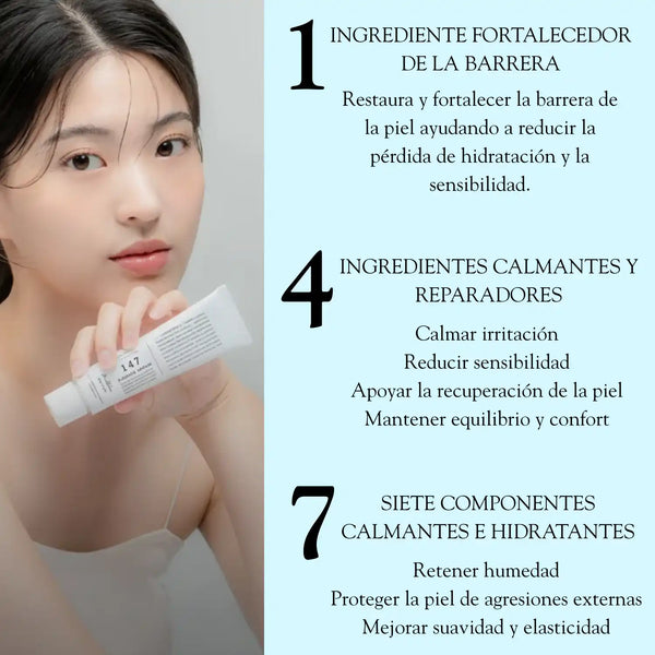 Crema barrera Dr Althea 147 en envase de 50ml, producto coreano de cuidado de la piel, con textura cremosa y envase blanco.