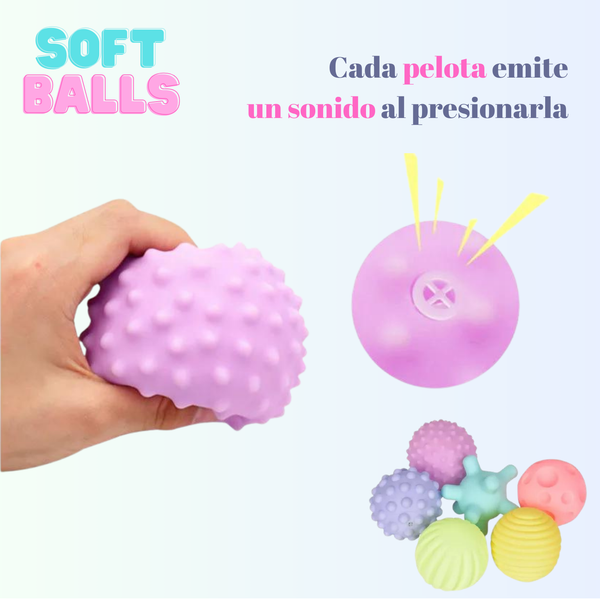 Soft Balls 6 Pelotas Sensoriales Texturizadas Para Bebes