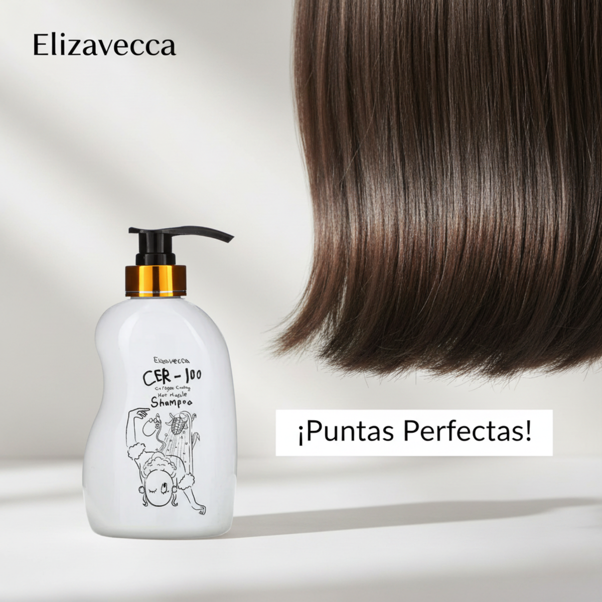 Champú de cabello Elizavecca CER-100 Collagen Hair A+ Muscle, botella de 500ml, con fórmula nutritiva para el cuidado capilar.