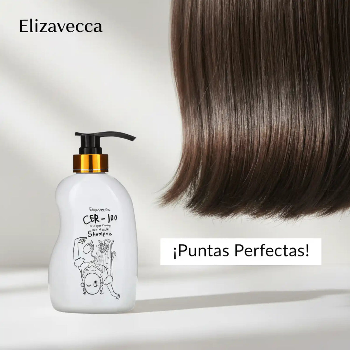 Champú de cabello Elizavecca CER-100 Collagen Hair A+ Muscle, botella de 500ml, con fórmula nutritiva para el cuidado capilar.