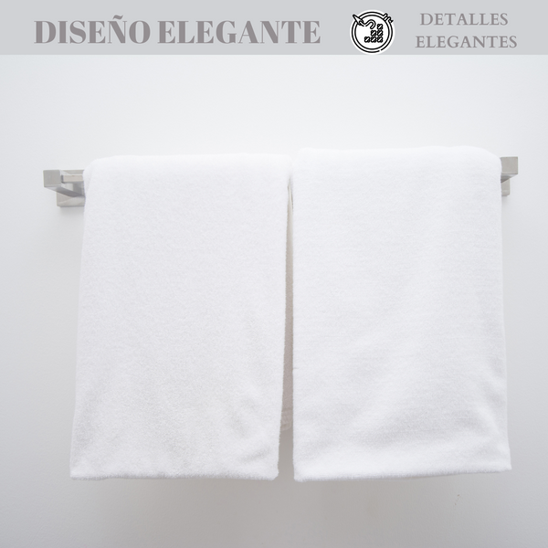 Set 2 Toallas De Baño Grande Microfibra Blanca Toallon 90x180cm