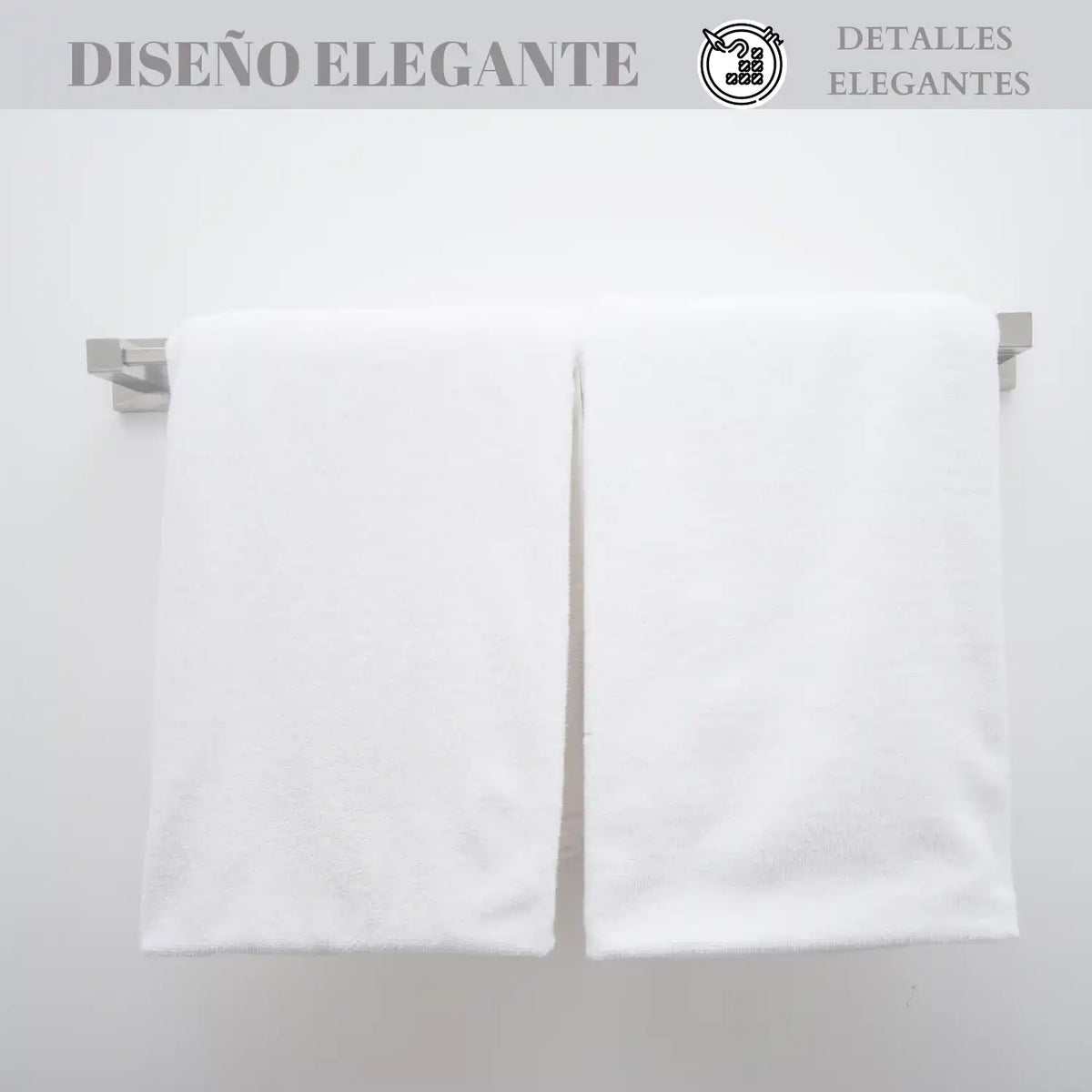 Juego de 2 toallas de baño grandes de microfibra blancas, toallón 90x180cm, en textura suave y absorbente.