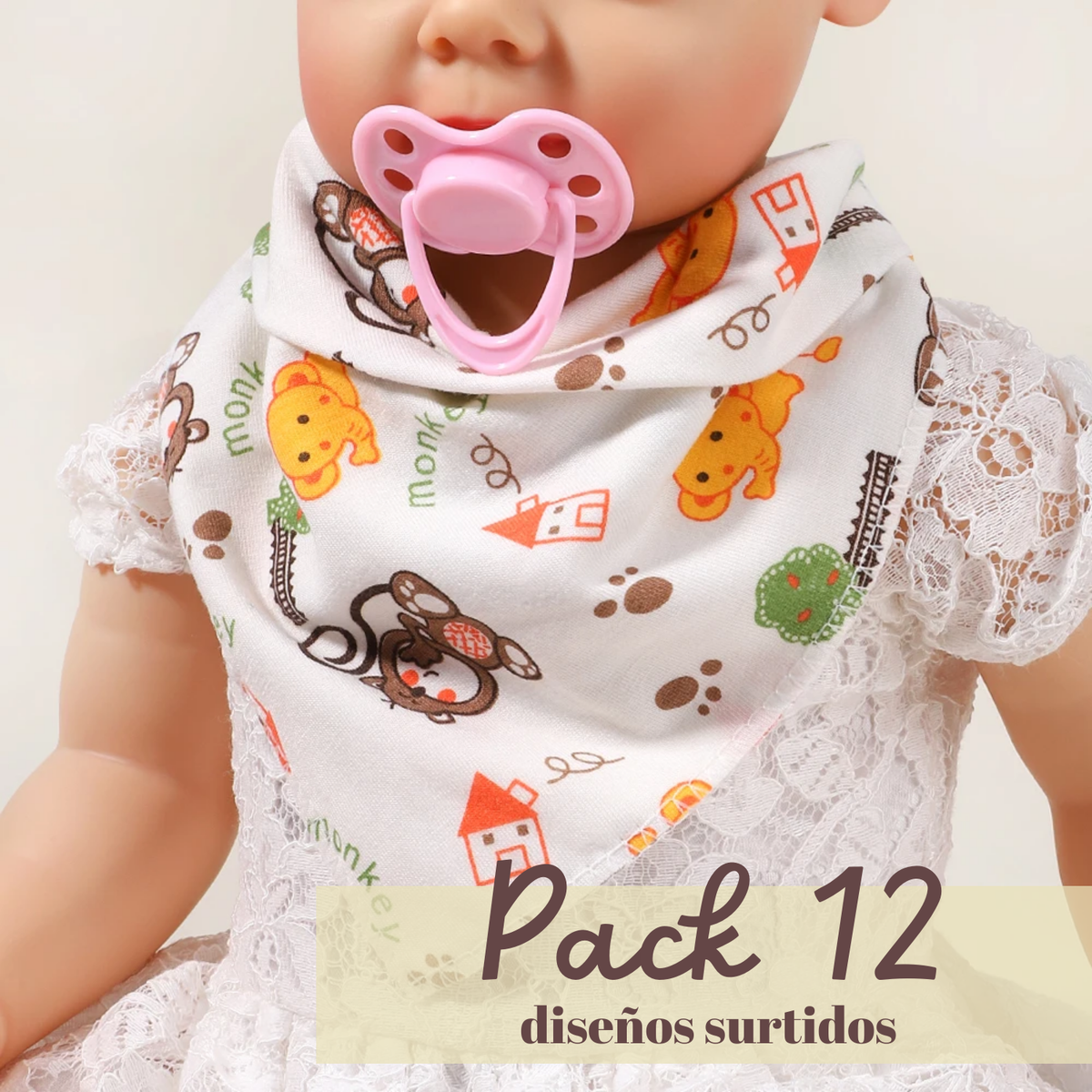 Pack 12 Baberos Bandanas Algodón Para Bebés