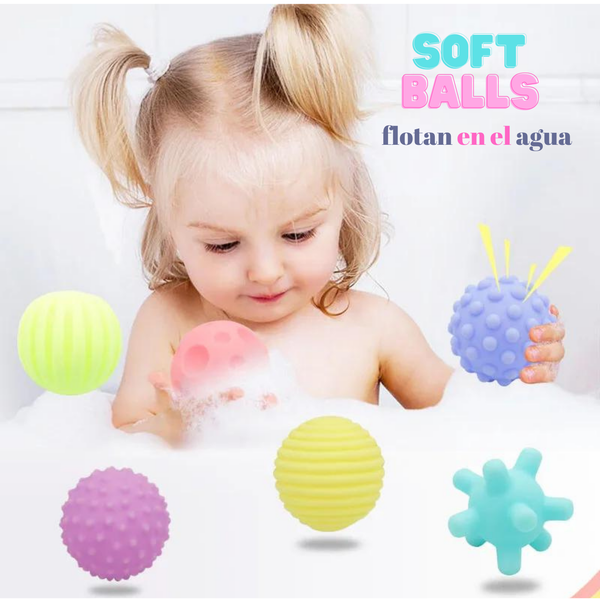 Soft Balls 6 Pelotas Sensoriales Texturizadas Para Bebes