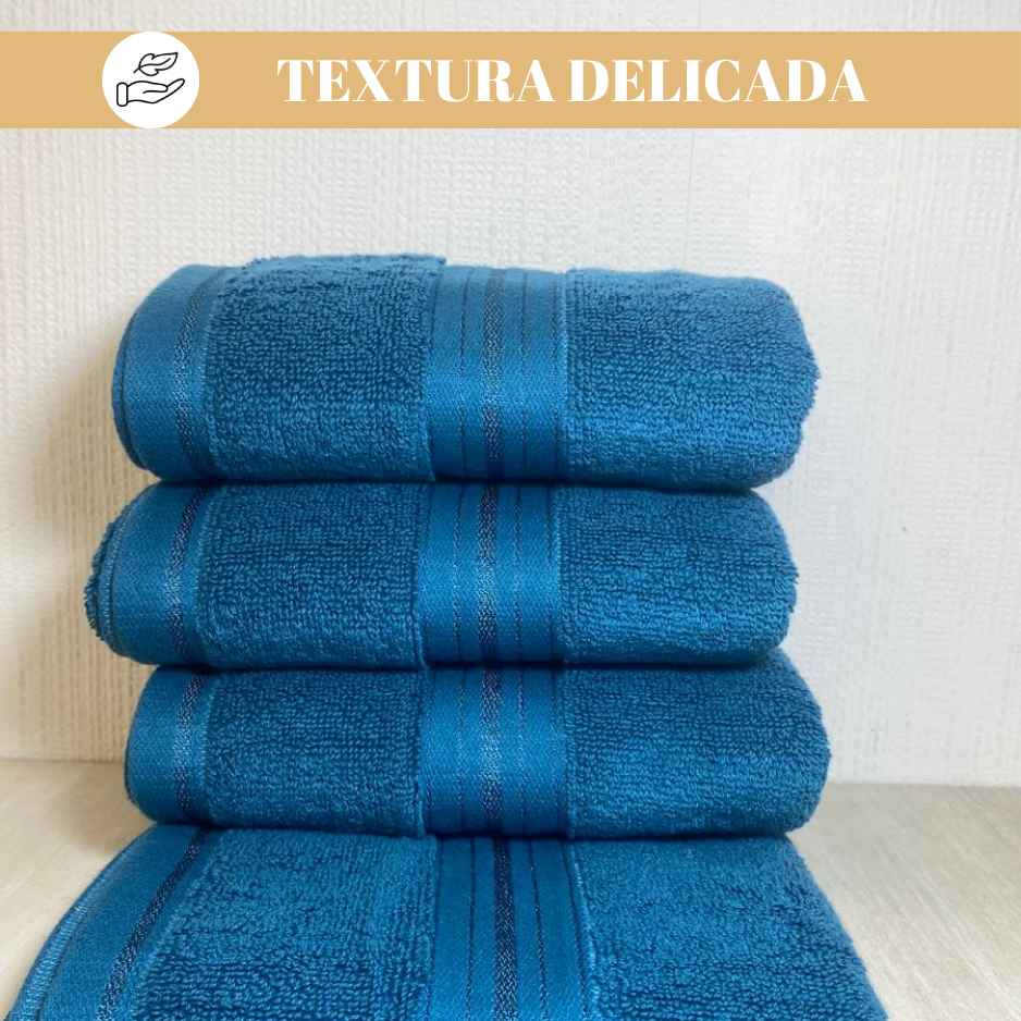 Pack De 4 Toallas Azul Profundo Algodón 130 gr Hotel Spa