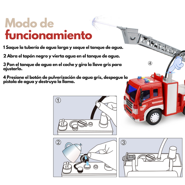 Camión De Bombero Juguete Con Luz Sonido Y Pulveriza Agua