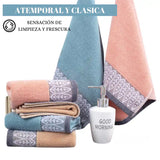 Set de 6 toallas de algodón en tamaño 75x35 cm para baño y cocina, de la marca Enigma Store, en diferentes colores.