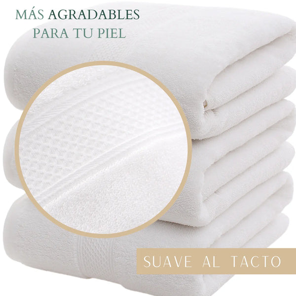 Pack de 4 toallas blancas para manos de algodón, ideales para peluquería, hotel y spa, tamaño 35x75 cm.