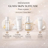 Maleta de vidrio para cuidado de la piel de Mixsoon, estilo coreano, con diseño transparente y estructura resistente.