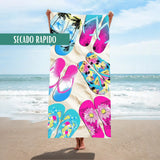 Pack de 4 toallas de playa de microfibra secado rápido de 70x140 cm para mujer, en colores vibrantes.