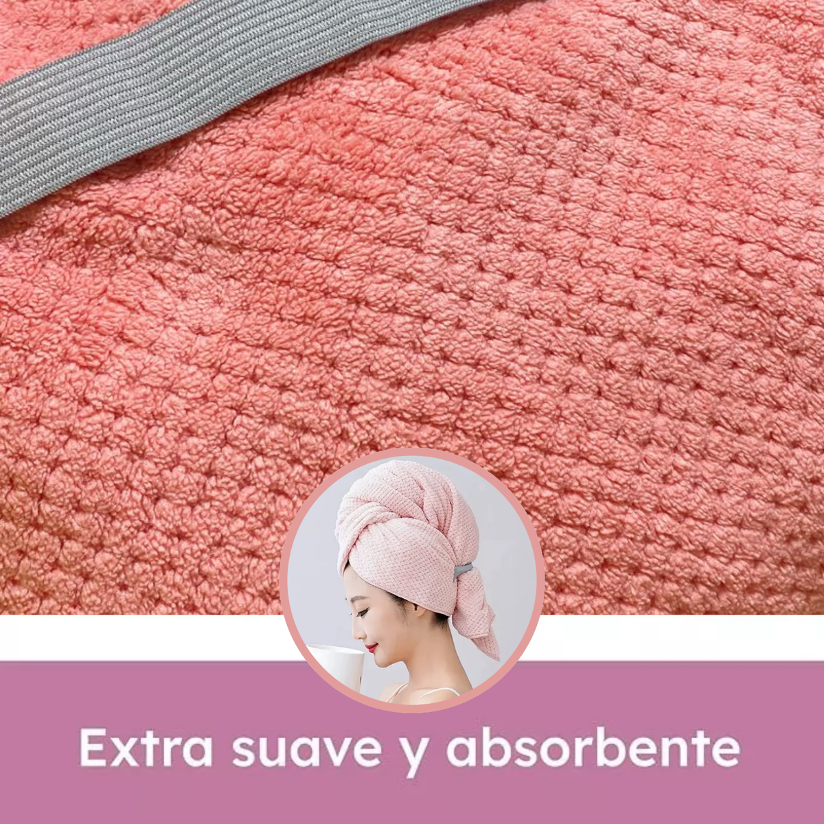 Toalla Secado De Pelo Súper Absorbente Microfibra 60x105 Cm