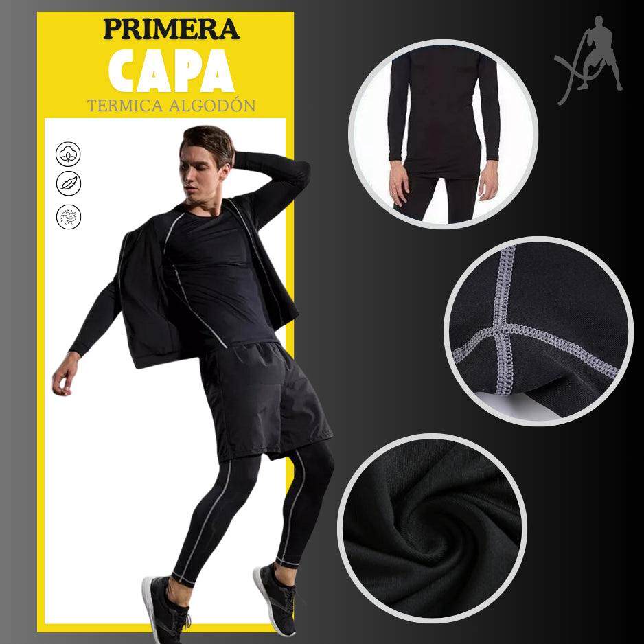 Conjunto Primera Capa Termica Camiseta + Pantalón De Algodón