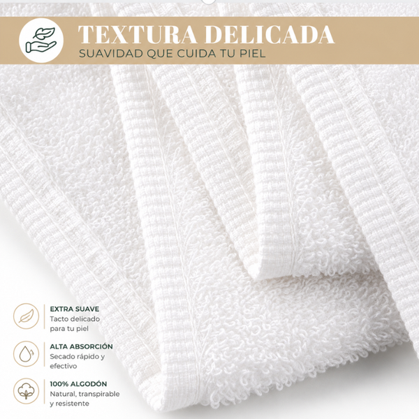 Pack de 4 toallas blancas de mano de algodón para peluquería, hotel o spa, tamaño 35x75 cm, de la marca Enigma Store.