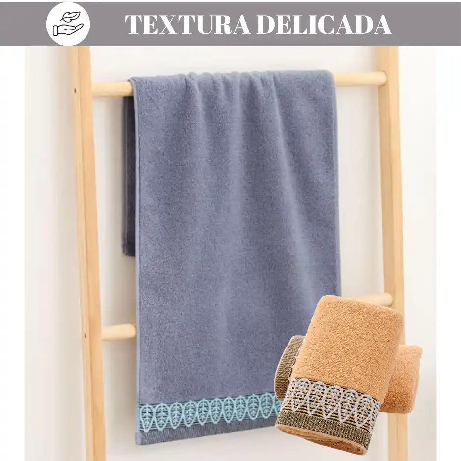 Set de 6 toallas de algodón 75x35 cm para baño y cocina, suaves y absorbentes, en colores variados.