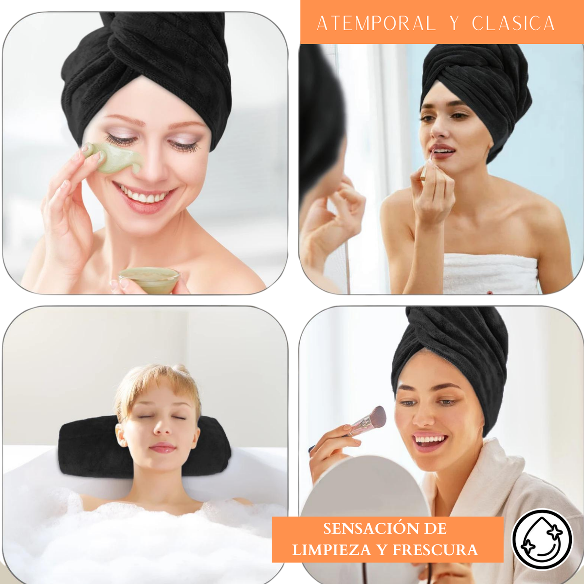 Pack 6 Toalla Negra Peluqueria Hotel Barberia Spa Gym 35x75