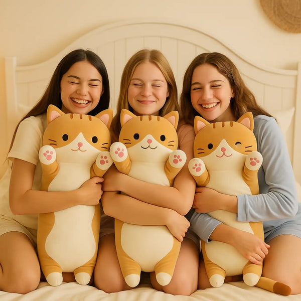 Cojín almohada peluche de gato largo y suave de 70 cm, peluche de Enigma Store, con textura tierna y diseño adorable.