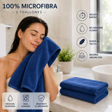 Juego de 2 toallas de baño grandes en microfibra azul, Toallon 90x180 cm, de la marca Enigma Store, con textura suave y absorbente.