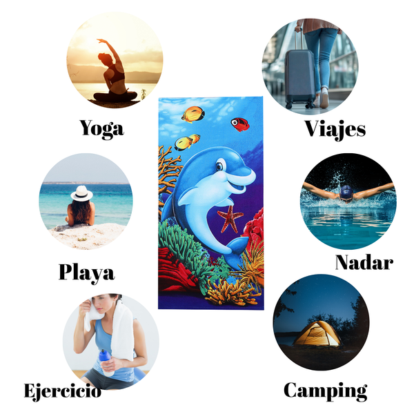 Pack 4 Toallas De Playa De Microfibra Secado Rapido 70x140cm Hombre