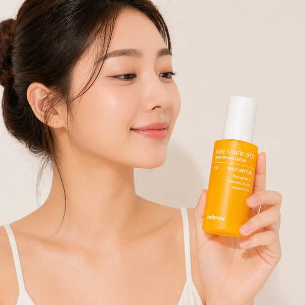 Suero coreano CELIMAX Pore+Dark Spot Brightening en botella de 30ml, con fórmula para aclarar manchas y reducir poros.
