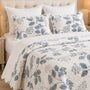 Cubrecama Quilt  Bordado King 5 Piezas Hojas Azules
