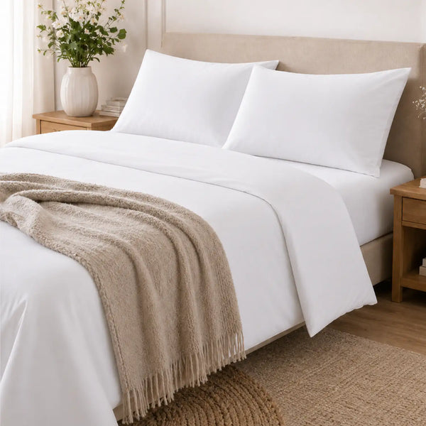Juego de sábanas blancas de algodón 100% de Matador Torero, suave y cómodo para ropa de cama king size, con 5 piezas.