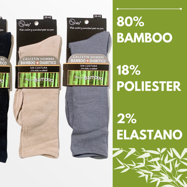 Pack 3 Calcetines Hombre De Bambu Diabetico Sin Costura