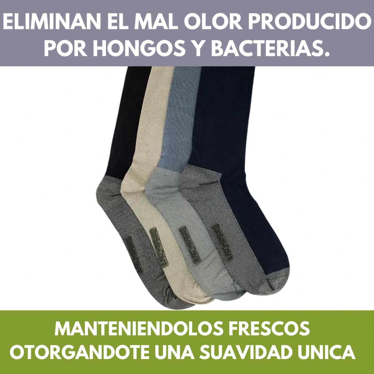 Pack 3 Calcetines Hombre de Cobre y Bambú Diabético Sin Costura