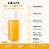 Suero iluminador para poros y manchas oscuras de Celimax, envase de 30 ml, para cuidado facial coreano.