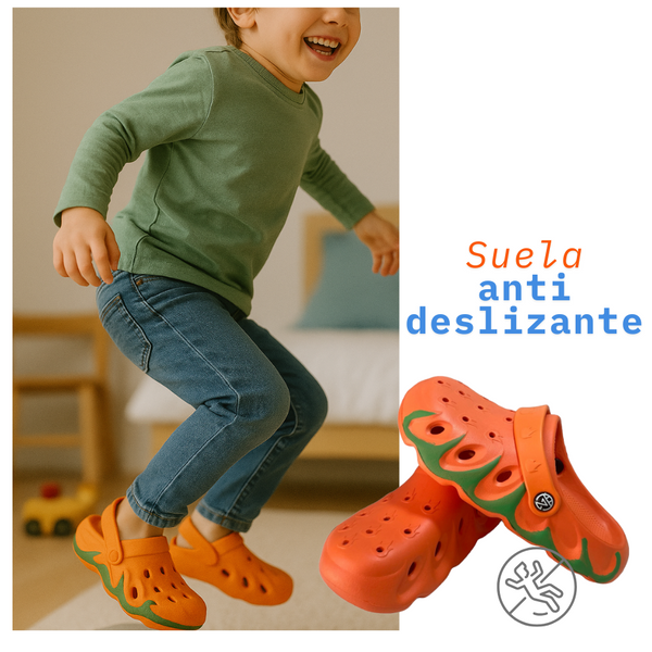 Zuecos De Goma Naranja Para Niños Impermeables Antideslizantes