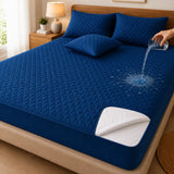 Protector de colchón impermeable azul de tamaño king, ultra suave y ideal para ropa de cama de Enigma Store.