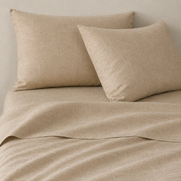Juego de sábanas king de algodón con 200 hilos en color beige, ropa de cama de alta calidad.