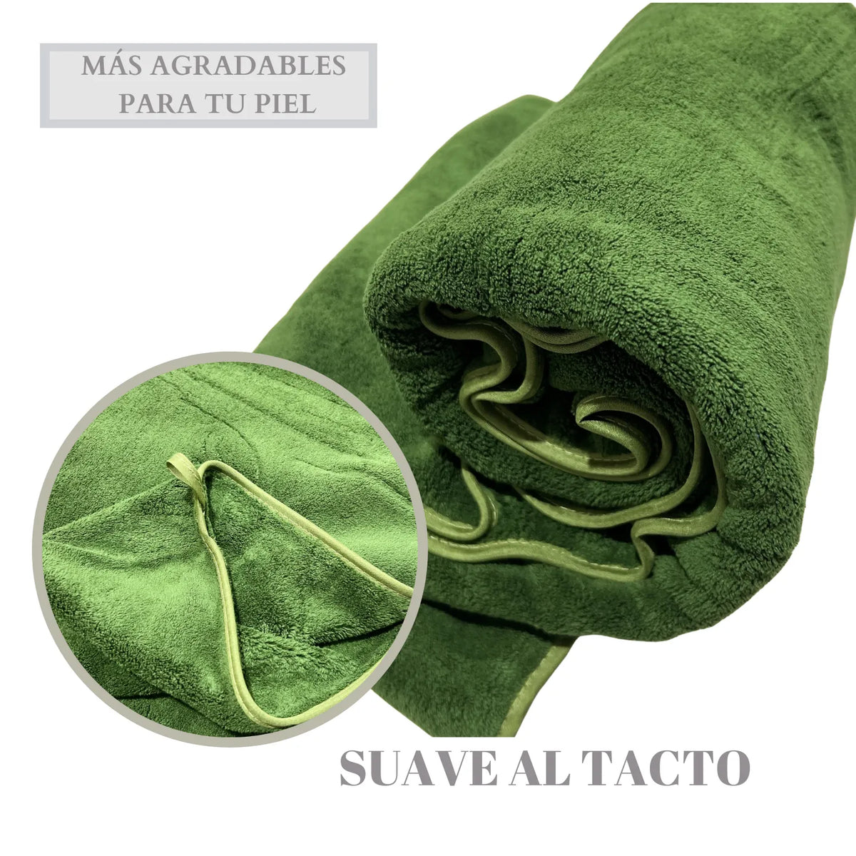 Set 2 Toallas De Baño Grande Microfibra Verde Toallon 90x180cm