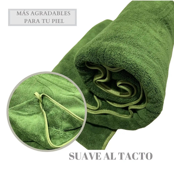 Set 2 Toallas Baño Grande Microfibra Verde - Vista 4 | Enigma Store Chile