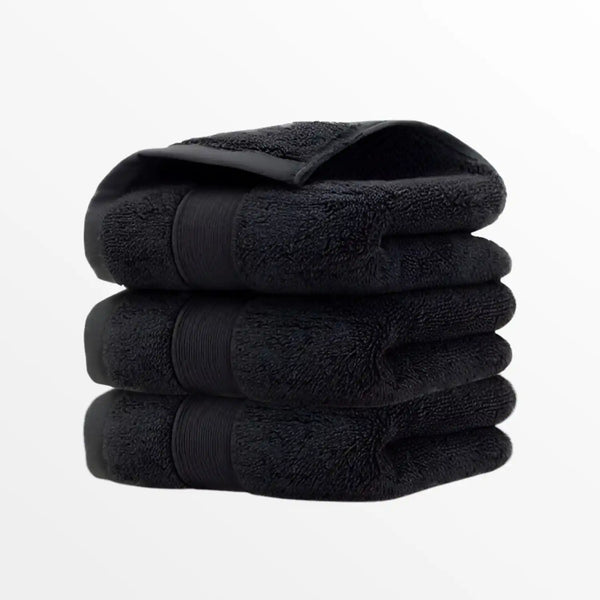 Pack de 3 toallas de algodón negras para peluquería, piso y hotel, 50x100 cm, de la marca Enigma Store.