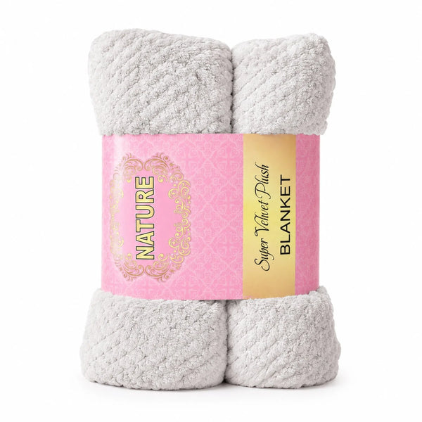 Frazada de manta plush de terciopelo polar Sherpa suave de 1.5 plazas, marca Nature, en empaque.