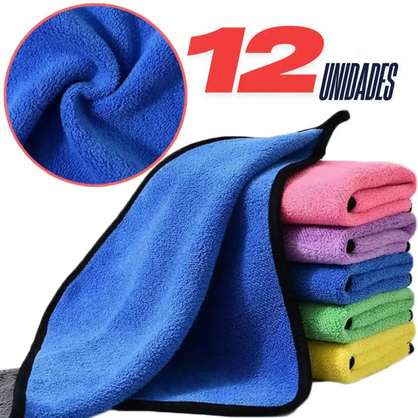 Set de 12 paños para auto microfibra 400 grs medida 30x40 cm | abf087-b0