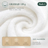 Pack 4 Toalla Blanca Mano Algodon Peluqueria Hotel Spa 35x75 | abf087-b0