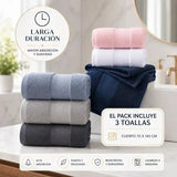 Pack 3 Toallas Baño Hotel 100% Algodón De 70x140 Cm 450g | abf087-b0